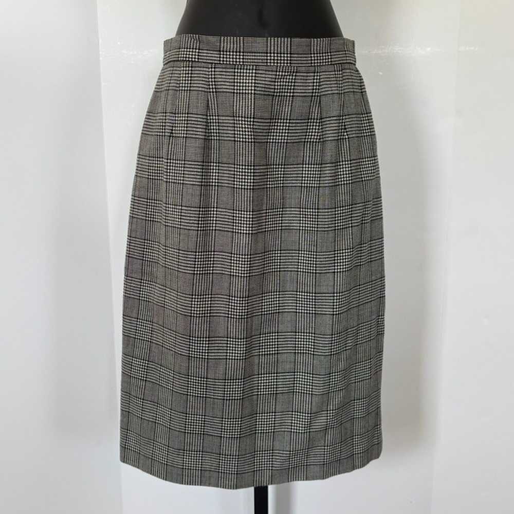 Vintage Talbots 100% Wool Pencil Skirt Sz‎ 6 Houndstooth Classic Academia Twee